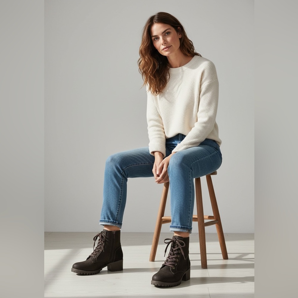 Ironstep Chunky Combat Block- Heel Boots - Picture 4 of 11